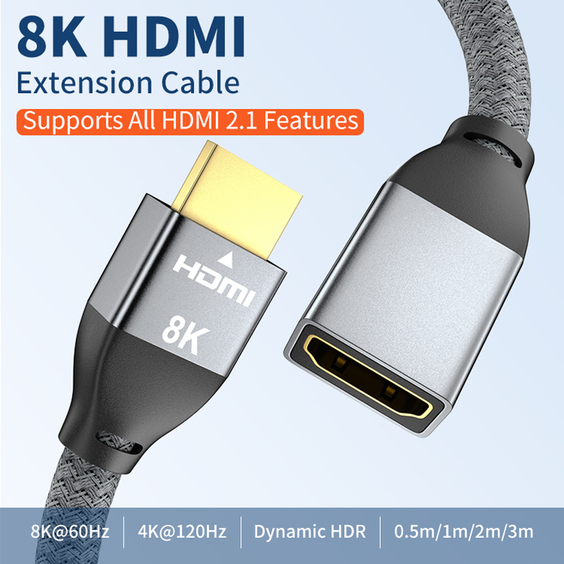 ULT-unite 3.3Ft HDMI 2.1 연장 케이블 8K 4K HDMI 연장 코드 HDTV 모니터 프로젝터 용 수-암 어댑터 커넥터